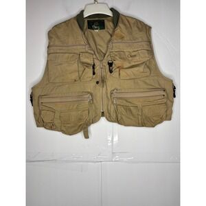 Orvis Vintage Fly Fishing Vest Mens Tan Khaki Multi Pocket Utility Gorpcore XL